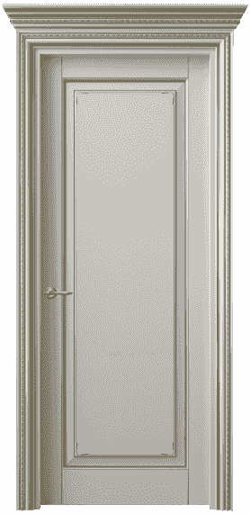 Дверь межкомнатная 6201 БСРП. Цвет Бук серый с позолотой. Материал  Массив бука эмаль с патиной. Коллекция Royal. Картинка.