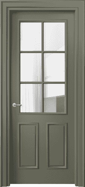 Дверь межкомнатная 8132 МОТ Прозрачное стекло. Цвет Матовый оливковый тёмный. Материал Гладкая эмаль. Коллекция Paris. Картинка.