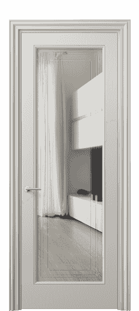 Дверь межкомнатная 8400 МОС Прозрачное стекло с гравировкой Mascot. Цвет Матовый облачно-серый. Материал Гладкая эмаль. Коллекция Mascot. Картинка.
