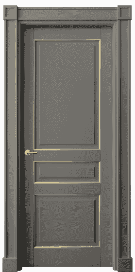 Дверь межкомнатная 6305 БКЛСП. Цвет Бук классический серый с позолотой. Материал  Массив бука эмаль с патиной. Коллекция Toscana Plano. Картинка.