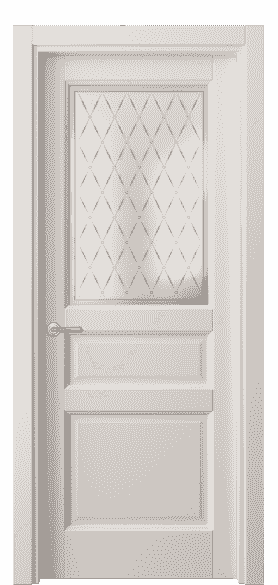 Дверь межкомнатная 1432 СТТБ Стекло Шато. Цвет Софт-тач тёплый-белый. Материал Полипропилен. Коллекция Galant. Картинка.