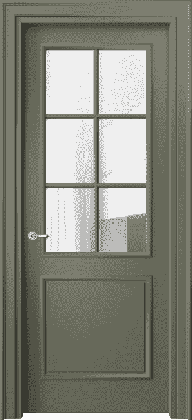 Дверь межкомнатная 8122 МОТ Прозрачное стекло. Цвет Матовый оливковый тёмный. Материал Гладкая эмаль. Коллекция Paris. Картинка.