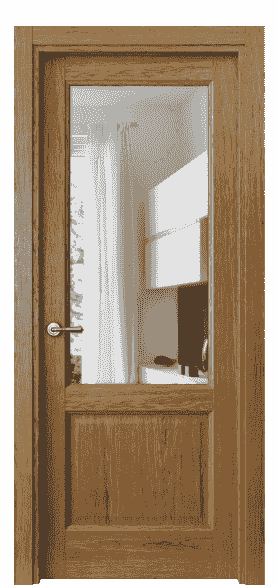 Дверь межкомнатная 1422 ДЯН Прозрачное стекло. Цвет Дуб янтарный. Материал Шпон ценных пород. Коллекция Galant. Картинка.