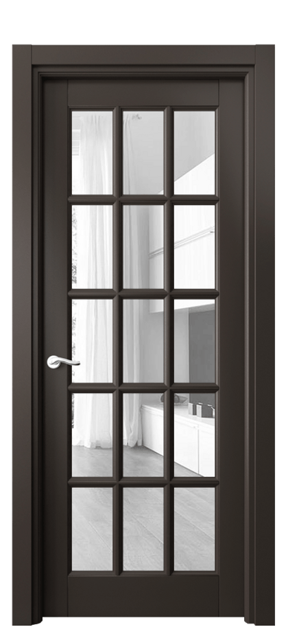 Межкомнатная дверь Лигнум 0708 Матовый антрацит Прозрачное стекло Цена 6160 Br | Volhovec
