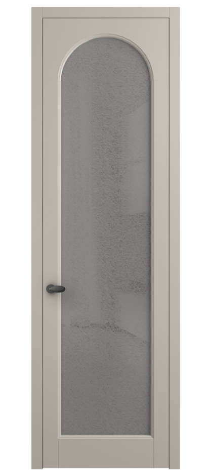 Межкомнатная дверь Palazzo 6804 Матовый светло-бежевый Фактурное серое стекло "Лёд", триплекс Цена 5500 Br | Volhovec