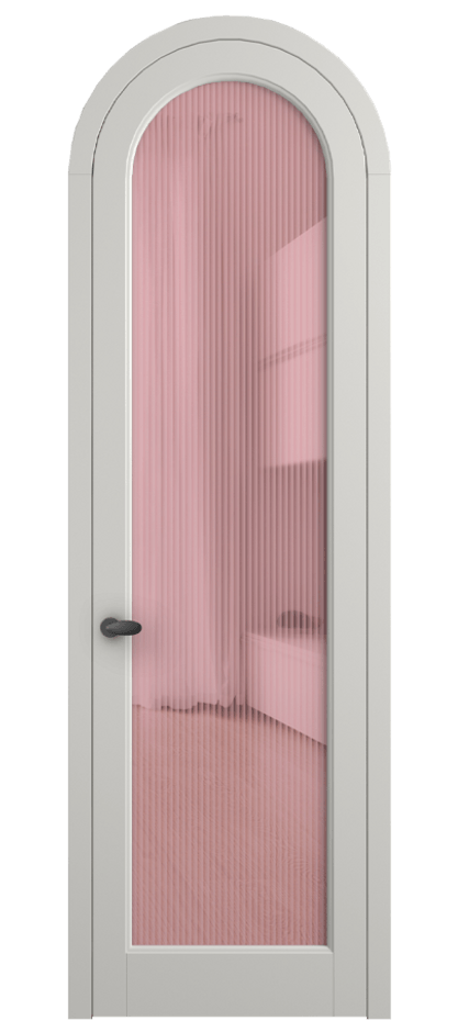 Межкомнатная дверь Palazzo 6814 Матовый серый Рифлёное розовое стекло "Moru", триплекс Цена 7100 Br | Volhovec