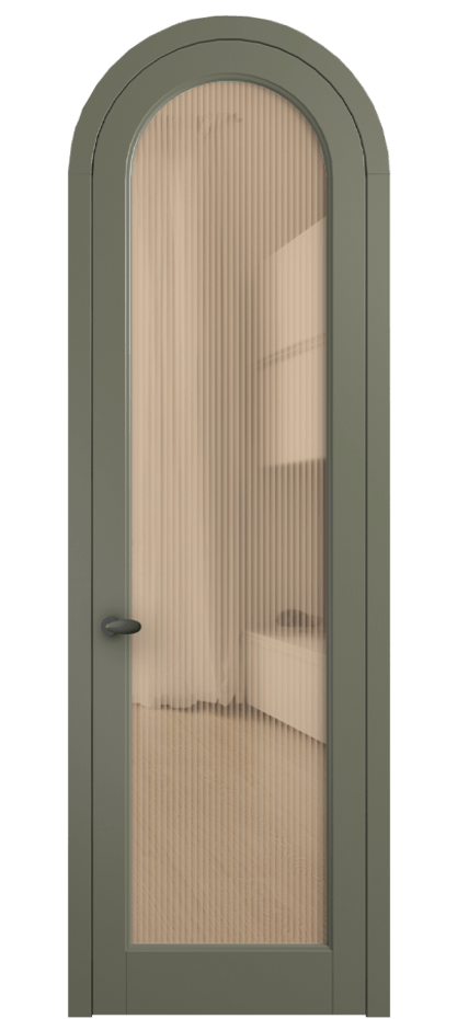 Межкомнатная дверь Palazzo 6814 Матовый оливковый тёмный Рифлёное оранжевое стекло "Moru", триплекс, 8 мм Цена 6700 Br | Volhovec