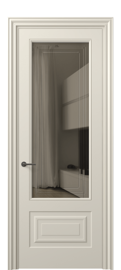 Межкомнатная дверь Mascot 8442 Матовый бежево-серый Прозрачное бронзовое стекло с гравировкой "Грани", триплекс, 7 мм Цена 3320 Br | Volhovec