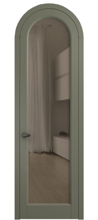 Межкомнатная дверь Палаццо 6814 Матовый оливковый тёмный Прозрачное бронзовое стекло, триплекс Цена 6900 Br | Volhovec