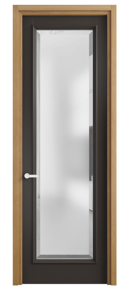 Дверь межкомнатная Шарм 6702 Матовый антрацит Сатинированное стекло с фацетом Узкий классический наличник БНМ Цена 5500 Br Наличники уже входят в базовый комплект. Фабрика дверей Волховец 8 (800) 551 43 19 Межкомнатная дверь Шарм 6702 Матовый антрацит Сатинированное стекло с фацетом Цена 5500 Br | Volhovec