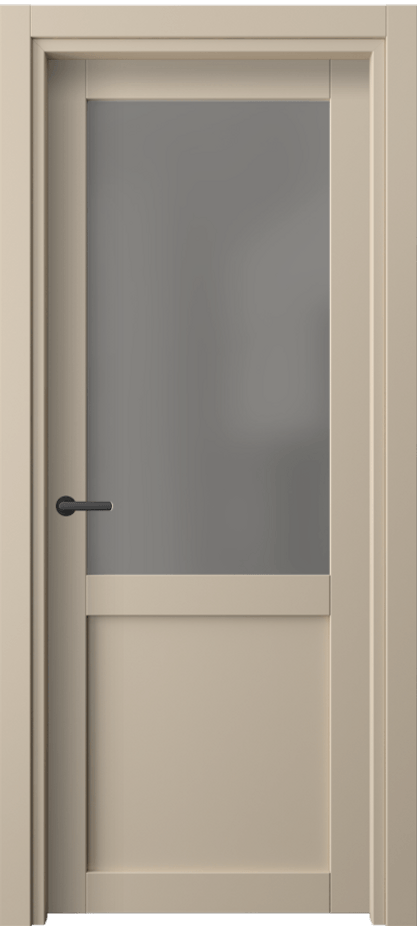 Межкомнатная дверь Нео 2122 ПЭТ светло-бежевый Сатинированное серое стекло, триплекс Цена 1690 Br | Volhovec