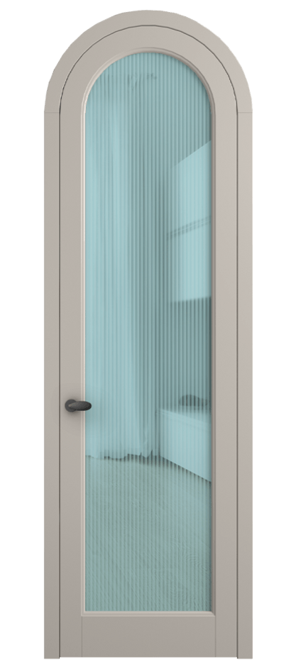 Межкомнатная дверь Palazzo 6814 Матовый светло-бежевый Рифлёное голубое стекло "Moru", триплекс, 8 мм Цена 6700 Br | Volhovec