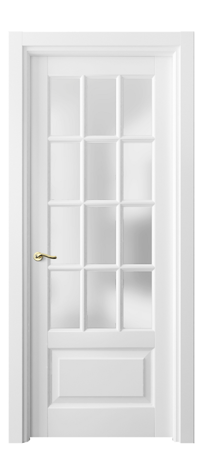 Межкомнатная дверь Лигнум 0728 Матовый белоснежный Сатинированное стекло Цена 6160 Br | Volhovec