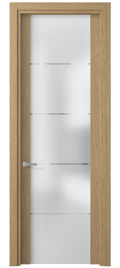 Межкомнатная дверь Planum 4114 Жемчужный дуб Сатинированное стекло с гравировкой «КВАДРО», триплекс Цена 1750 Br | Volhovec