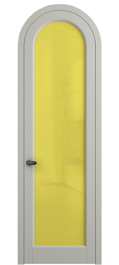 Межкомнатная дверь Palazzo 6814 Матовый тёплый серый Фактурное жёлтое стекло "Лёд", триплекс Цена 7000 Br | Volhovec