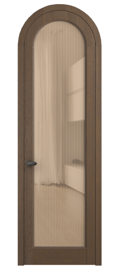 Межкомнатная дверь Palazzo 6814 Дуб туманный матовый Рифлёное оранжевое стекло "Moru", триплекс Цена 11500 Br | Volhovec