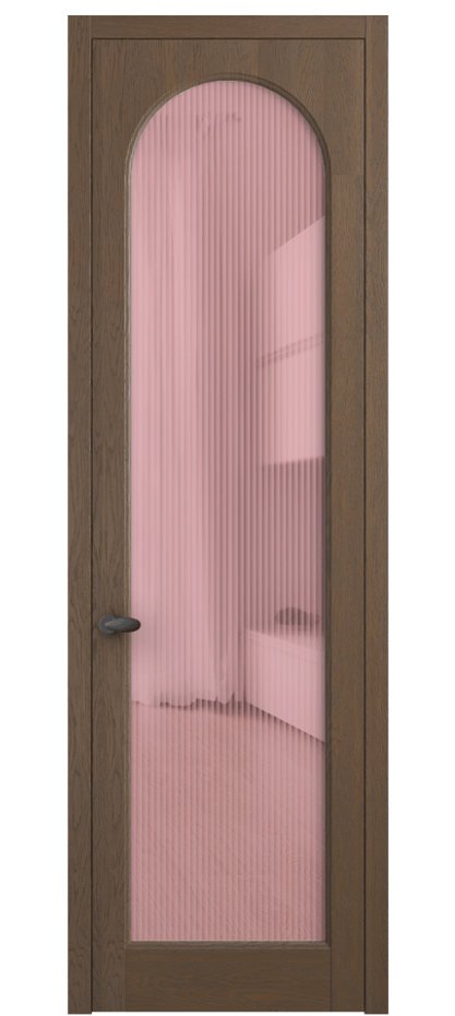 Межкомнатная дверь Palazzo 6804 Дуб туманный матовый Рифлёное розовое стекло "Moru", триплекс Цена 8400 Br | Volhovec