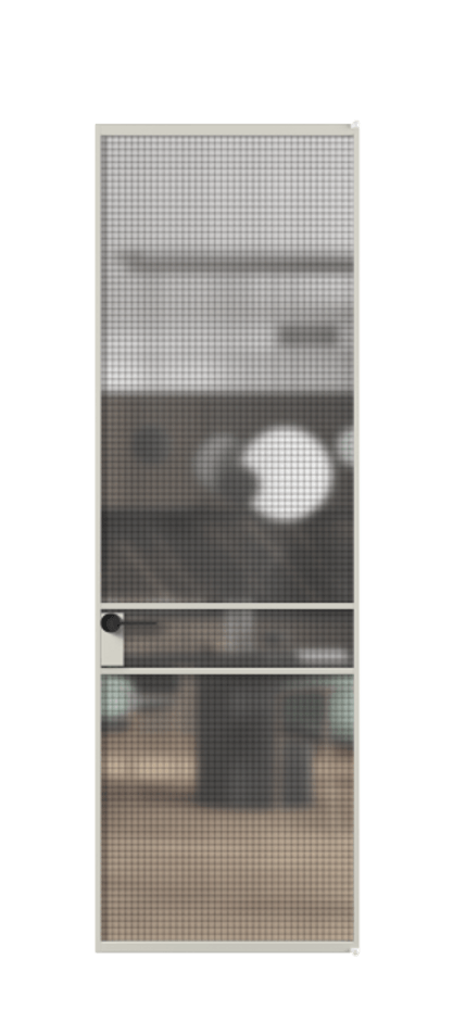 Алюминиевая дверь АЛПЛ040.02 Алюминий тёплый серый Декоративное стекло с сеткой "Mesh silver", триплекс Цена 6970  | Volhovec