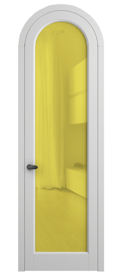 Межкомнатная дверь Palazzo 6814 Матовый белоснежный Рифлёное желтое стекло "Дюна", триплекс, 8 мм Цена 6600 Br | Volhovec