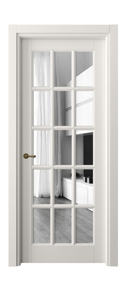 Межкомнатная дверь Тоскана Грильято 6311 Матовый пудровый белый Двустороннее зеркало, триплекс Цена 6140 Br | Volhovec