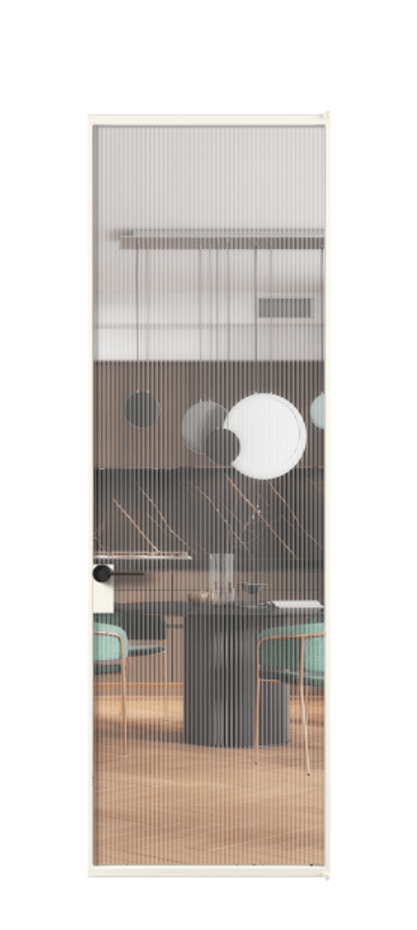 Алюминиевая дверь АЛПЛ040.01 Алюминий пудровый белый Рифлёное стекло "Moru", триплекс Цена 6710  | Volhovec