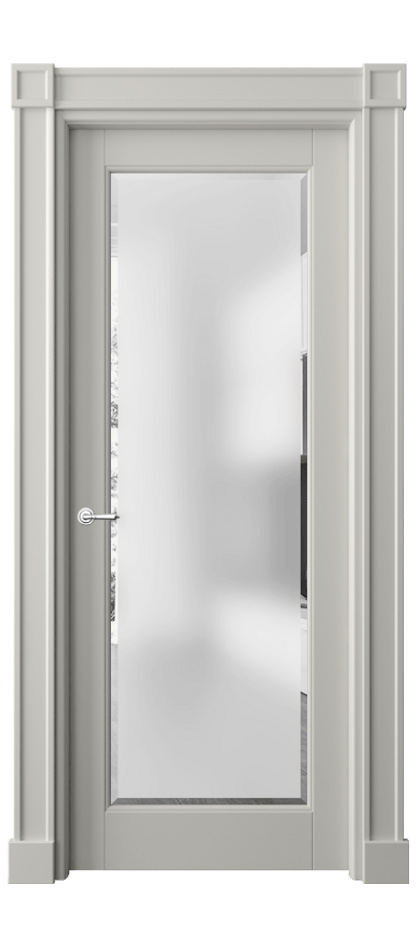 Межкомнатная дверь Тоскана Плано 6300 Матовый тёплый серый Сатинированное стекло с фацетом Цена 6930 Br | Volhovec