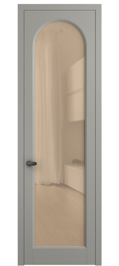 Межкомнатная дверь Palazzo 6804 Матовый нейтральный серый Рифлёное оранжевое стекло "Дюна", триплекс Цена 5500 Br | Volhovec