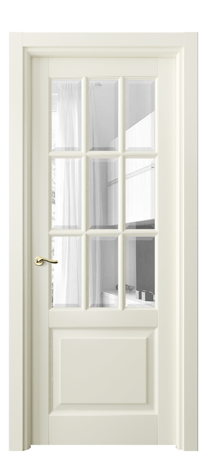 Межкомнатная дверь Лигнум 0748 Матовый молочно-белый Прозрачное стекло с фацетом Цена 6420 Br | Volhovec