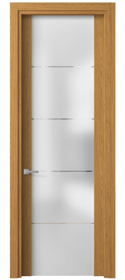 Межкомнатная дверь Planum 4114 Ванильный дуб Сатинированное стекло с гравировкой «КВАДРО», триплекс Цена 1750 Br | Volhovec