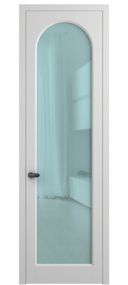Межкомнатная дверь Палаццо 6804 Матовый белоснежный Рифлёное голубое стекло "Дюна", триплекс Цена 5500 Br | Volhovec