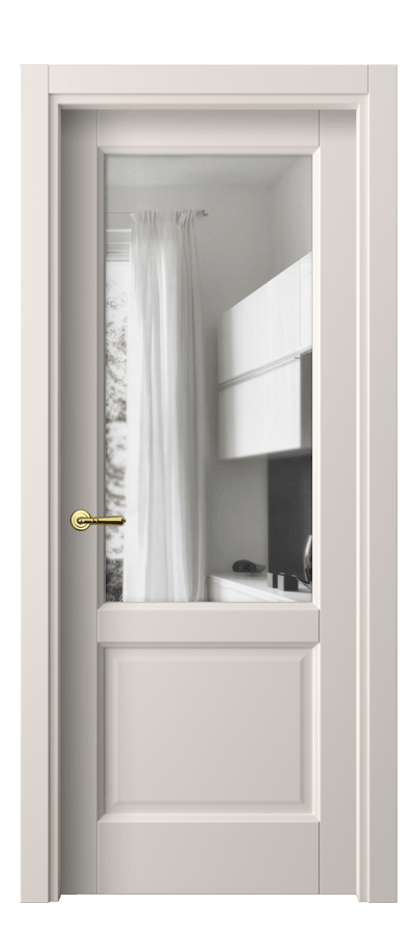 Межкомнатная дверь Галант 1422 ПЭТ тёплый-белый Прозрачное стекло Цена 1800 Br | Volhovec