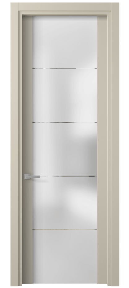 Межкомнатная дверь Planum 4114 Матовый бежево-серый Сатинированное стекло с гравировкой «КВАДРО», триплекс 8 мм Цена 2430 Br | Volhovec
