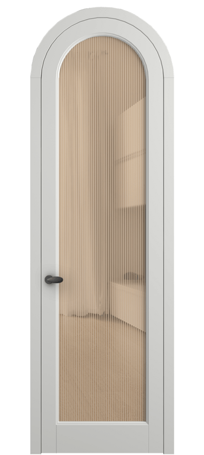 Межкомнатная дверь Palazzo 6814 Матовый светло-серый Рифлёное оранжевое стекло "Дюна", триплекс Цена 7000 Br | Volhovec