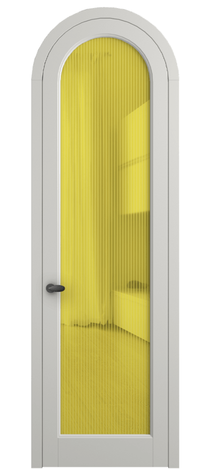 Межкомнатная дверь Palazzo 6814 Матовый серый Рифлёное жёлтое стекло "Moru", триплекс Цена 7100 Br | Volhovec