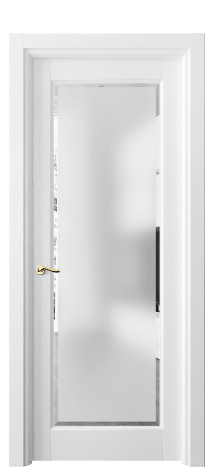 Межкомнатная дверь Лигнум 0700 Дуб белоснежный Сатинированное стекло с фацетом Цена 7310 Br | Volhovec