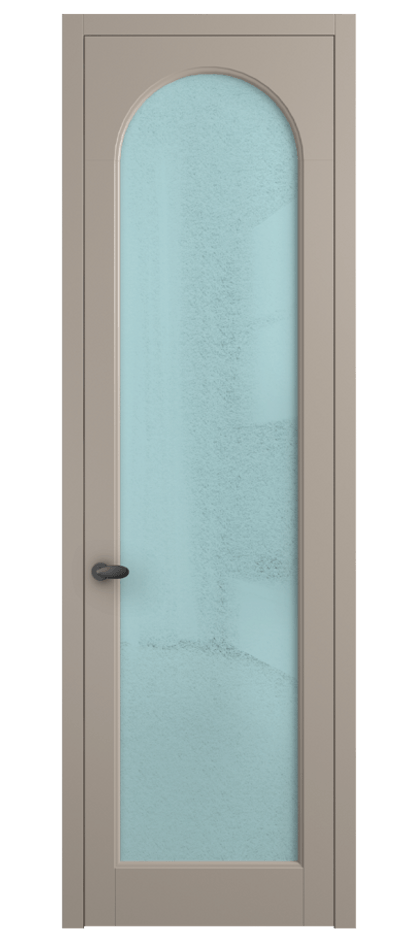 Межкомнатная дверь Палаццо 6804 Матовый бисквитный Фактурное голубое стекло "Лёд", триплекс Цена 5500 Br | Volhovec