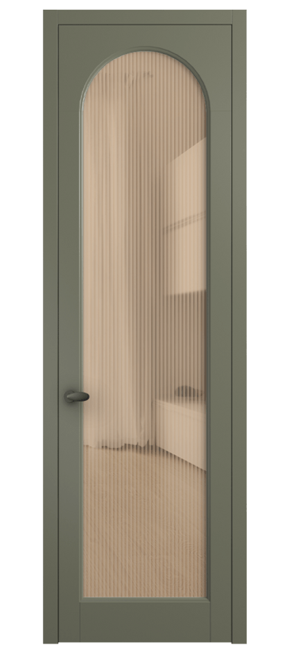 Межкомнатная дверь Palazzo 6804 Матовый оливковый тёмный Рифлёное оранжевое стекло "Moru", триплекс Цена 5600 Br | Volhovec