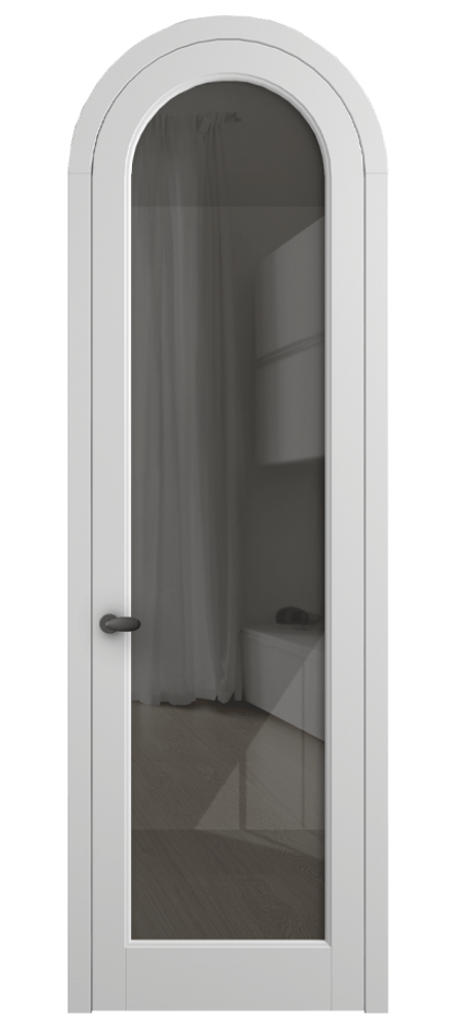 Межкомнатная дверь Palazzo 6814 Матовый белоснежный Рефлективное серое стекло "Stopsol", калёное Цена 7100 Br | Volhovec