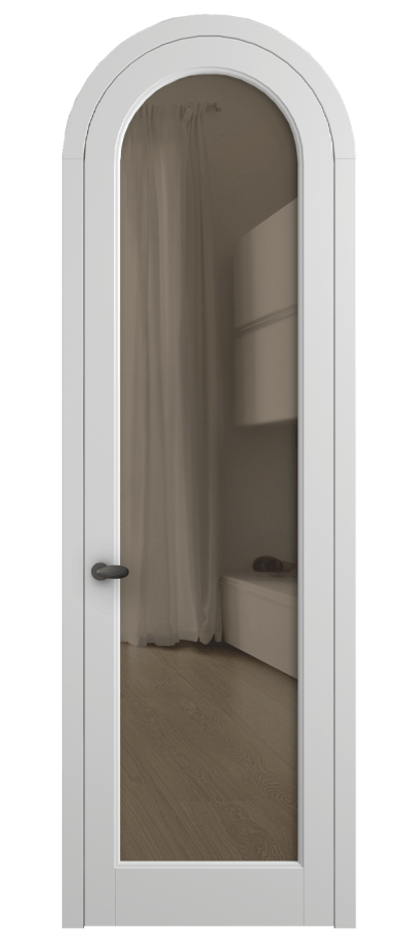 Межкомнатная дверь Палаццо 6814 Матовый белоснежный Прозрачное бронзовое стекло, триплекс Цена 6700 Br | Volhovec