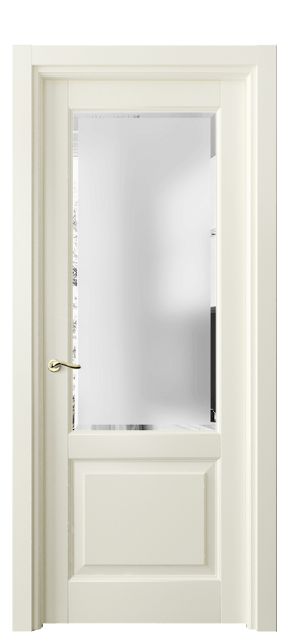 Межкомнатная дверь Лигнум 0740 Матовый молочно-белый Сатинированное стекло с фацетом Цена 5190 Br | Volhovec