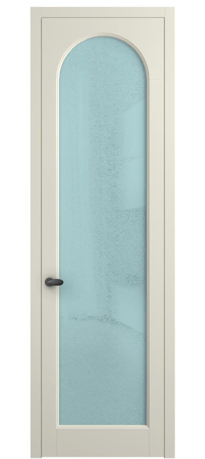 Межкомнатная дверь Palazzo 6804 Матовый молочно-белый Фактурное голубое стекло "Лёд", триплекс Цена 5500 Br | Volhovec