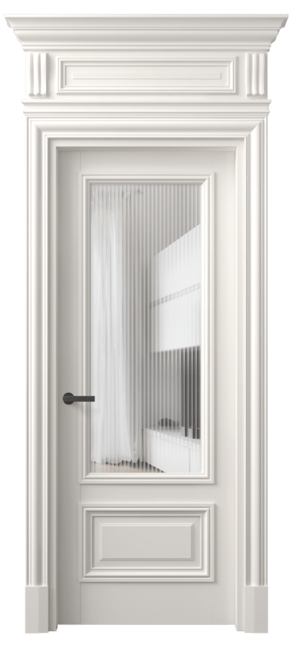 Межкомнатная дверь Antique 7306 Бук пудровый белый Рифлёное стекло "Moru", триплекс, 8 мм Цена 6900 Br | Volhovec