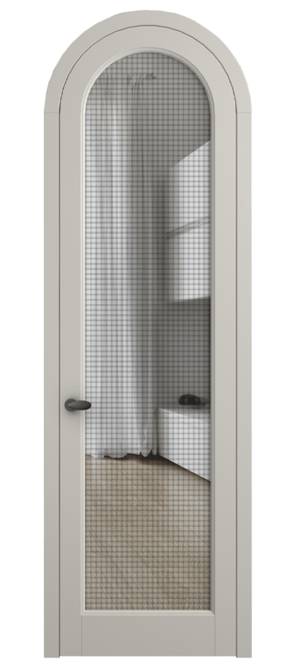 Межкомнатная дверь Palazzo 6814 Матовый облачно-серый Декоративное стекло с сеткой "Mesh silver", триплекс Цена 7100 Br | Volhovec