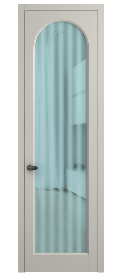 Межкомнатная дверь Палаццо 6804 Матовый облачно-серый Рифлёное голубое стекло "Дюна", триплекс Цена 5500 Br | Volhovec