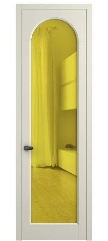 Межкомнатная дверь Палаццо 6804 Матовый молочно-белый Прозрачное жёлтое стекло, триплекс Цена 5200 Br | Volhovec