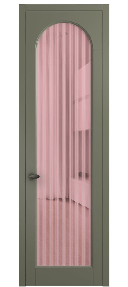 Межкомнатная дверь Палаццо 6804 Матовый оливковый тёмный Рифлёное розовое стекло "Дюна", триплекс Цена 5500 Br | Volhovec