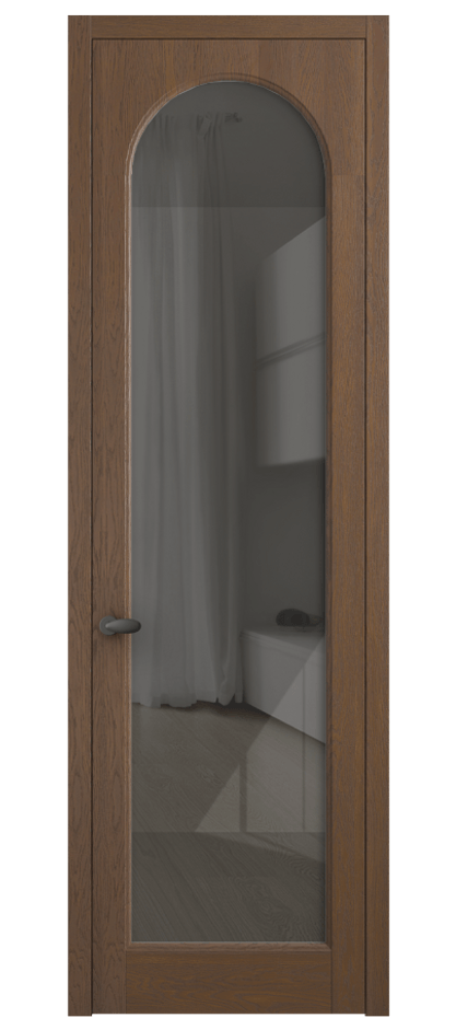 Межкомнатная дверь Palazzo 6804 Дуб каштановый матовый Рефлективное серое стекло "Stopsol", калёное Цена 8400 Br | Volhovec