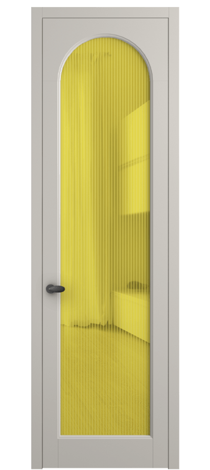 Межкомнатная дверь Палаццо 6804 Матовый облачно-серый Рифлёное жёлтое стекло "Мору", триплекс Цена 5600 Br | Volhovec