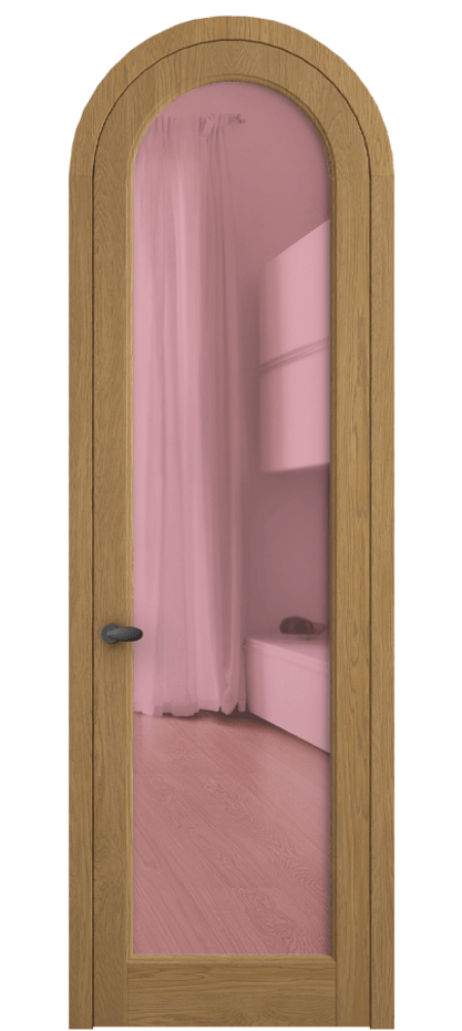 Межкомнатная дверь Palazzo 6814 Дуб солнечный матовый Прозрачное розовое стекло, триплекс Цена 11000 Br | Volhovec