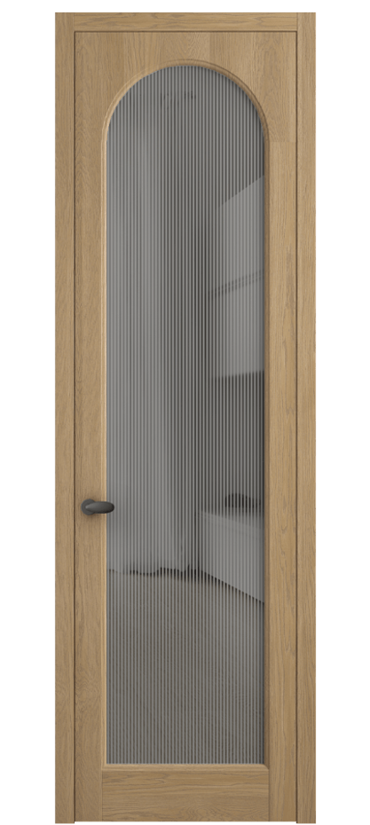 Межкомнатная дверь Palazzo 6804 Дуб соломенный матовый Рифлёное серое стекло "Дюна", триплекс Цена 8200 Br | Volhovec
